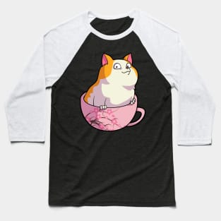 Kawaii Cat in Cherry Blossoms Cup Cute Japanese Neko Lover Baseball T-Shirt